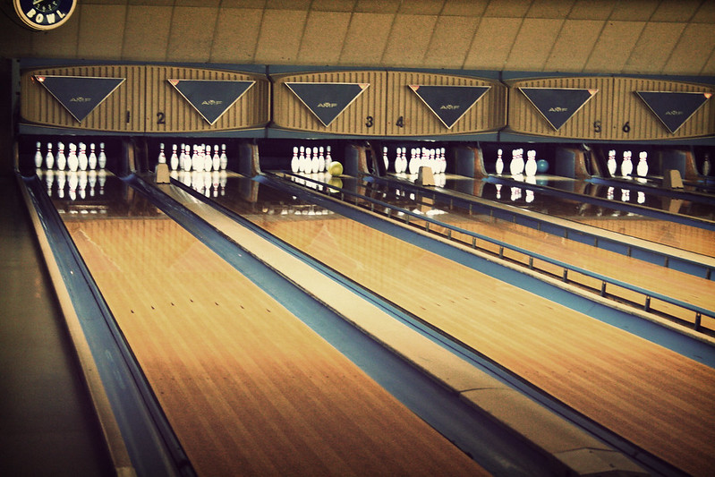 Lanes inside a bowling alley