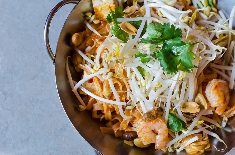 Pad Thai noodles with shrimp